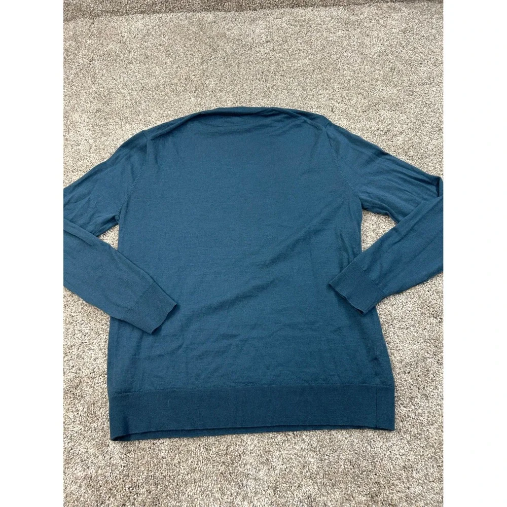 Banana Republic Mens Merino Wool Crewneck Sweater Teal Blue Large #0678